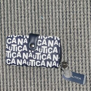 NWT Nautica Navy & White Long Wallet W/RFID Blocking Technology